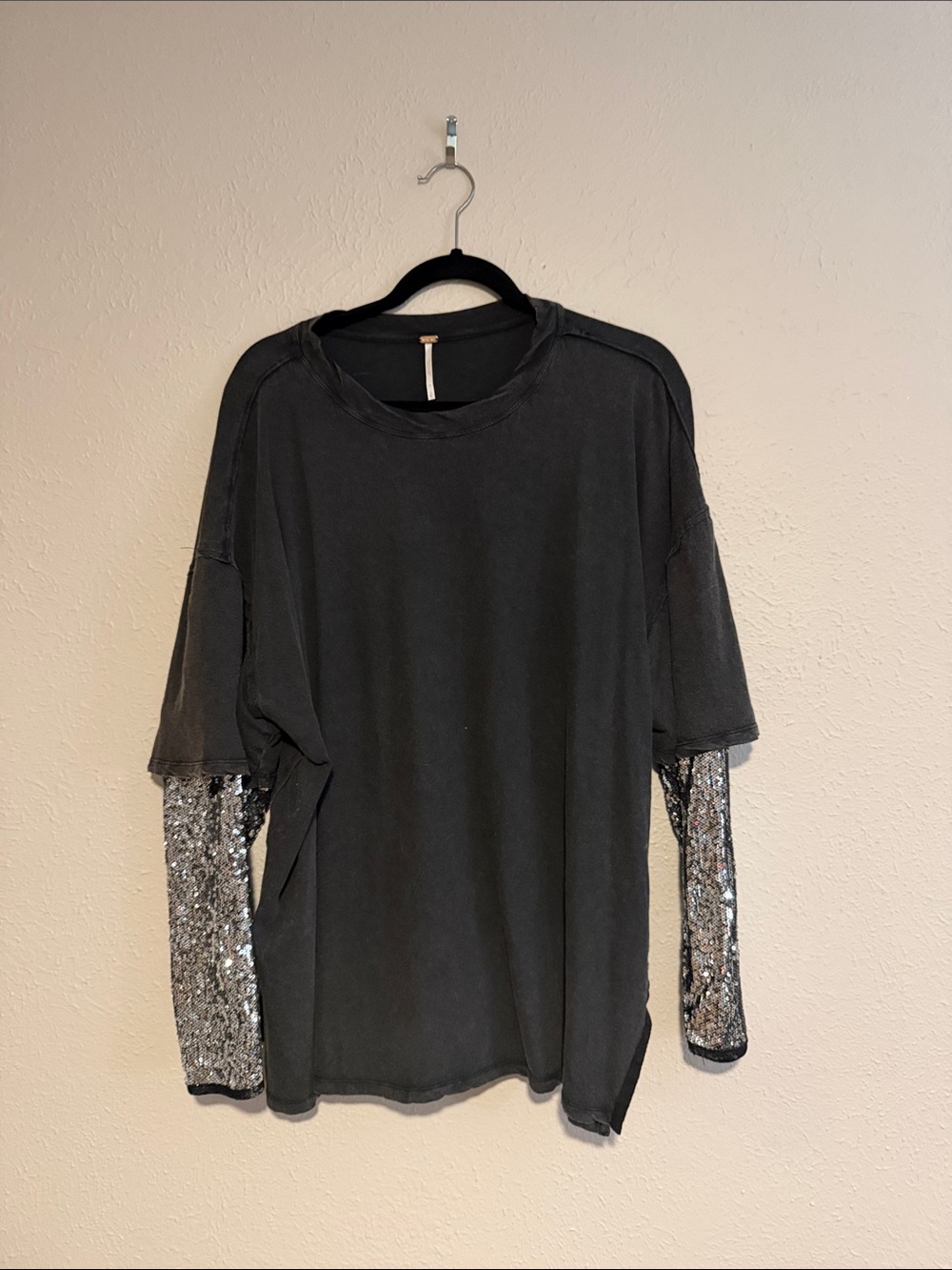 Free People Long Sleeve, Sequin Underlayer top